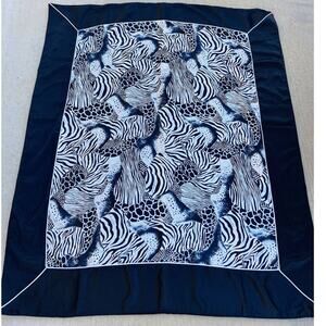 Dennis Basso Cover Blanket Black White Animal Print Giraffe Zebra Tapestry Heavy